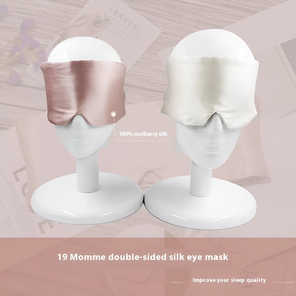 Breathable mulberry silk sleep eye mask shown in champagne gold colour.
