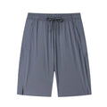 Men's ice silk nylon bermuda shorts in black with high elasticity, straight leg, sizes M to 4XL