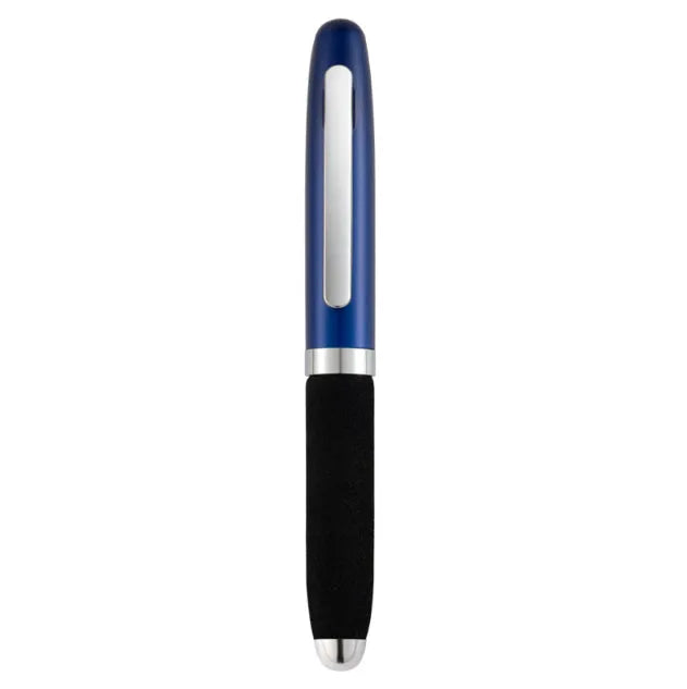 Metal ballpoint pen with EVA cap showing 1.0mm tip and compact 112mm length