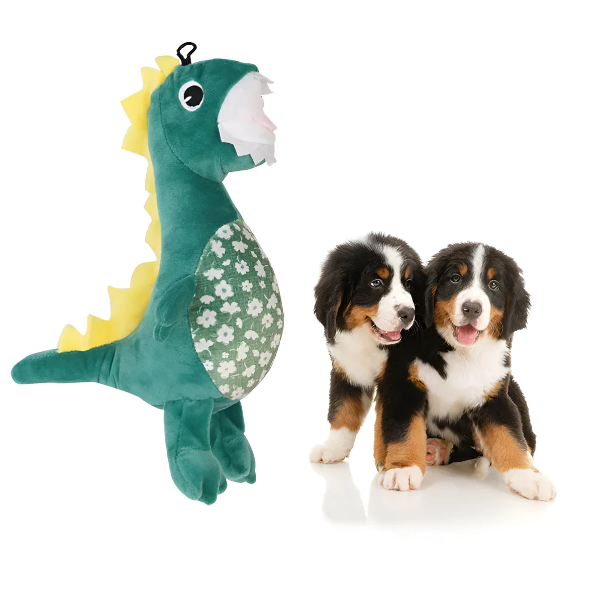 Green plush squeaky puppy chew toy, 26cm x 14cm and 80g, for small dog gnawing and play