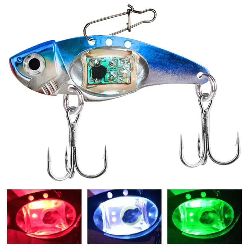 Lure Metal Vib Electronic Lure fishing bait luminous metal vib body blue and red colour options