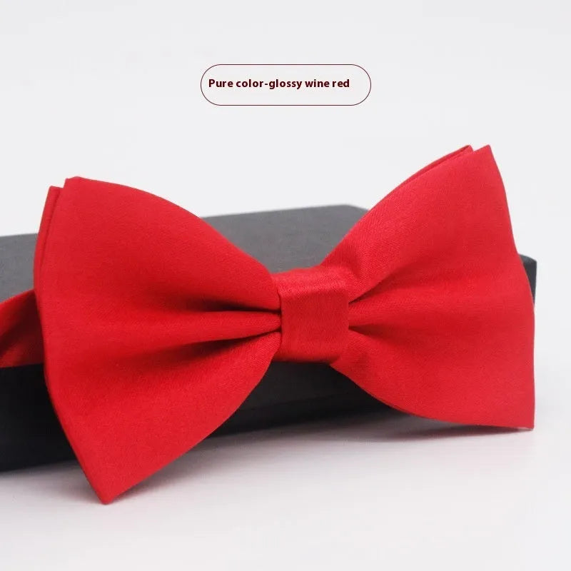 Solid colour flat head polyester bow tie for formal wear and weddings