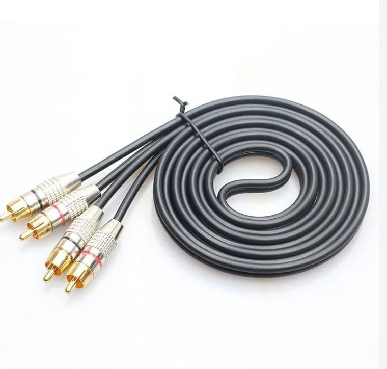 2rca double RCA audio cable in black with two male connectors, 1m length