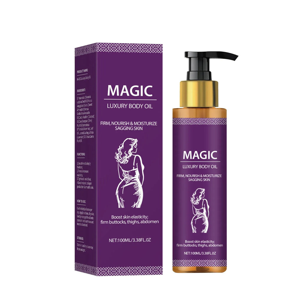 100ml bottle of body soothing moisturising oil with jojoba, camellia and sweet almond oils