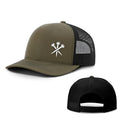 Army green adjustable sun protection hat with digital embroidery printing and dome crown design