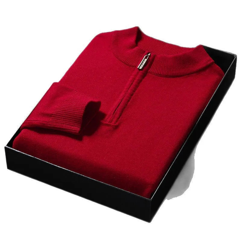 Men's zipper casual bottoming sweater in loose fit, long sleeves, seven colour options