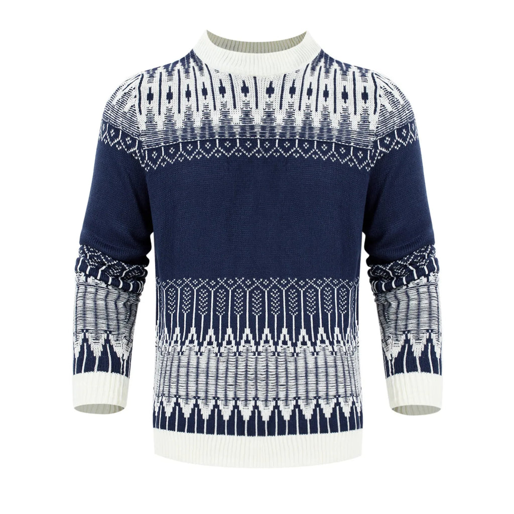 Men's knitted long-sleeve pullover sweater in a selection of styles and sizes.