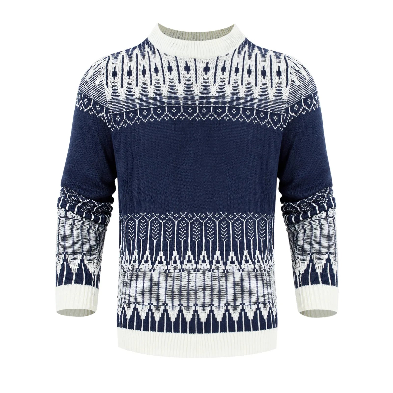 Men's knitted long-sleeve pullover sweater in a selection of styles and sizes.