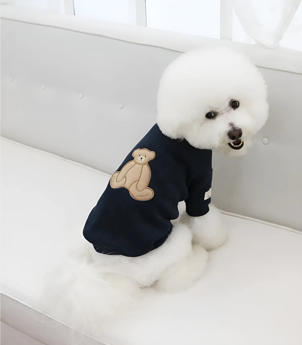 Cotton knitted pet sweater in navy blue for dogs sizes SM to 3XL