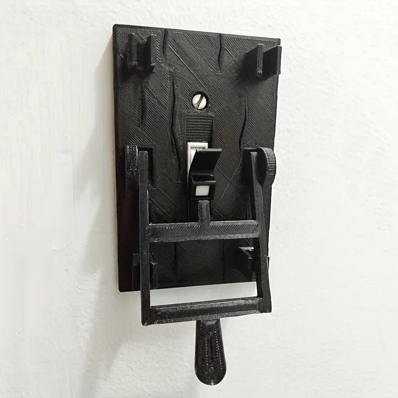 White retro mechanical light switch with decoration plate for wall mounting