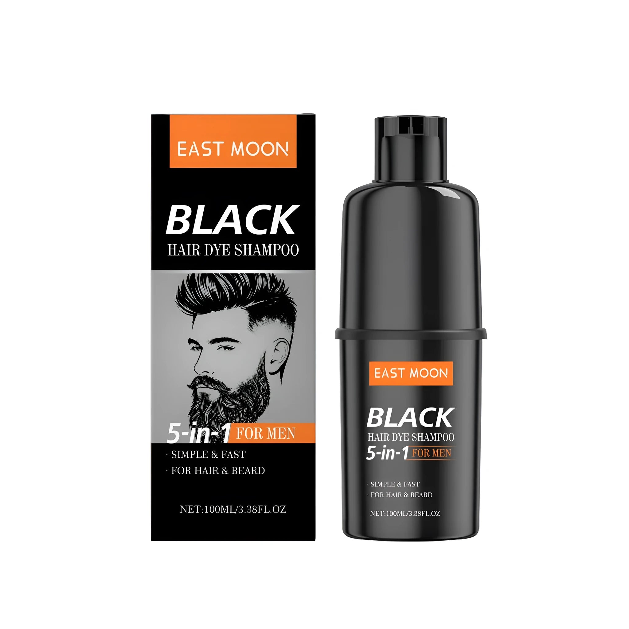 Men's hair dye shampoo 100ml bottle with natural extracts and castor oil