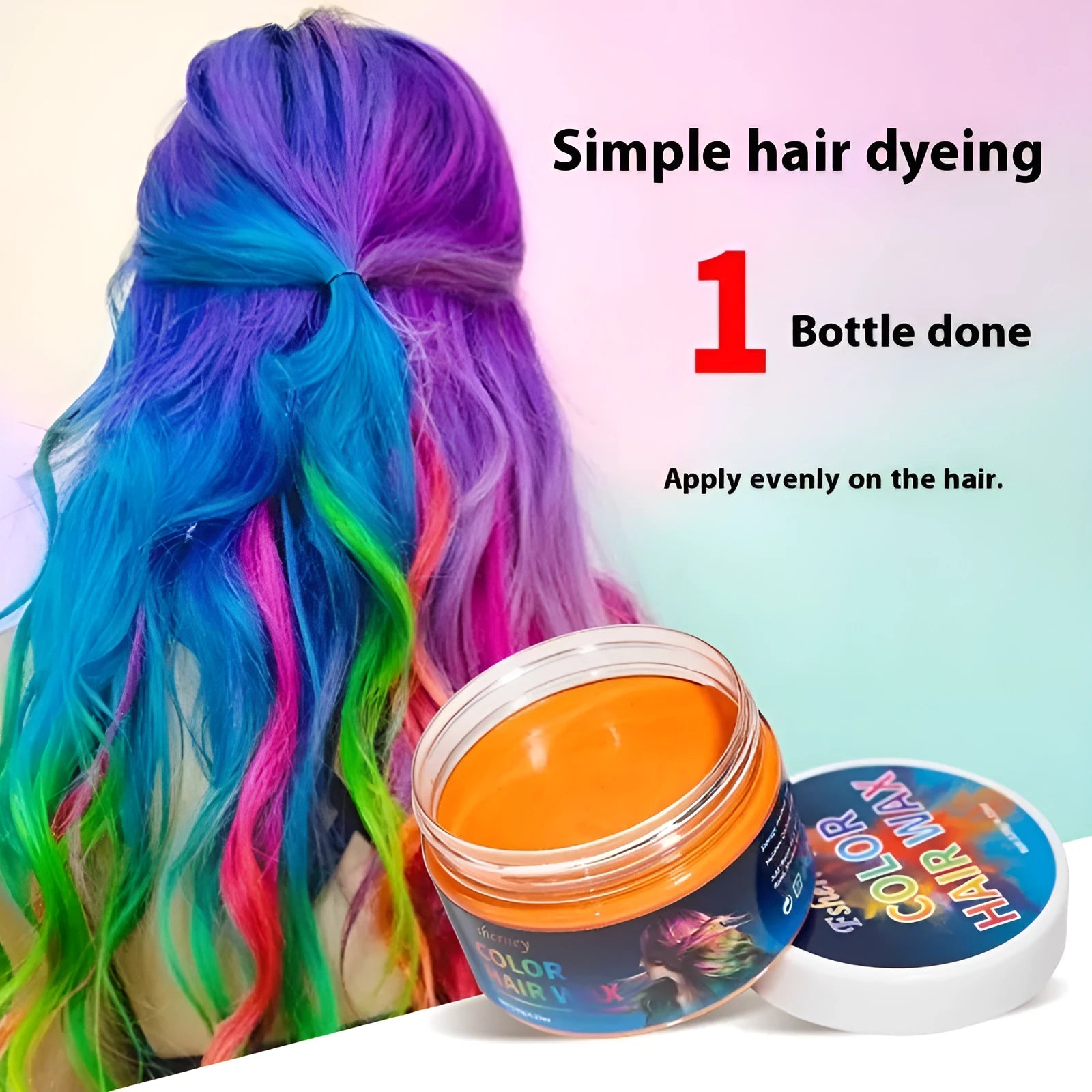 120g jar of strong hold hair styling clay in multiple colours on a white background.