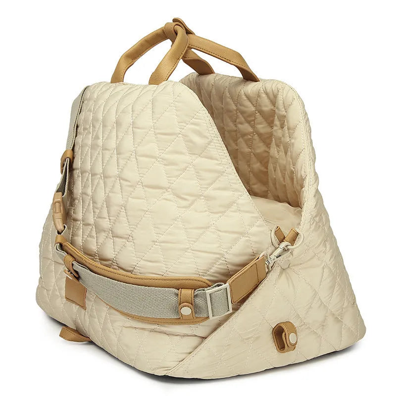 Nylon pet handbag for outdoor cat carrying, available in large and small sizes with 35L capacity and five colour options.