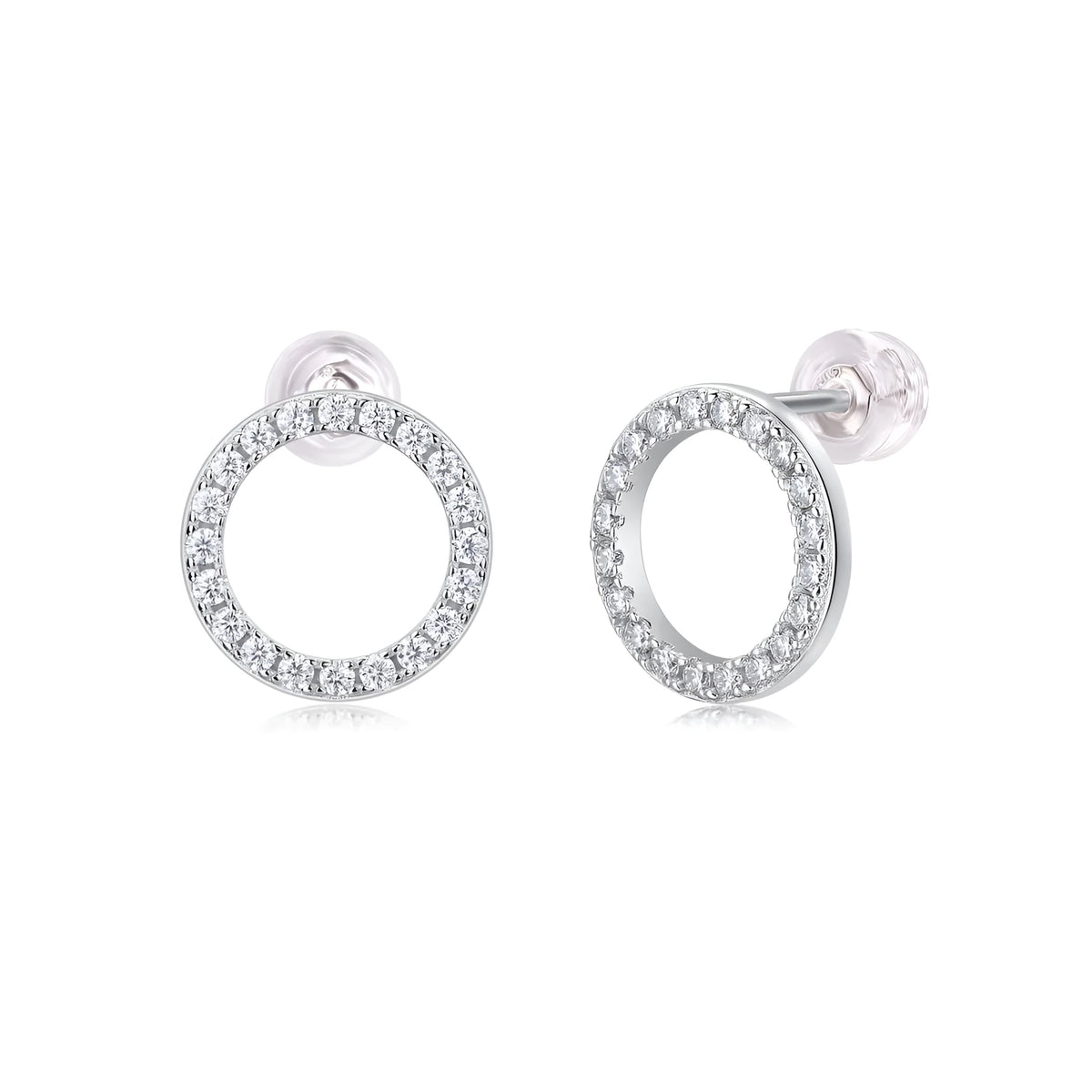 Two moissanite stud earrings in S925 silver with platinum plating, under 0.1 carat, with GRA certificate and gift box