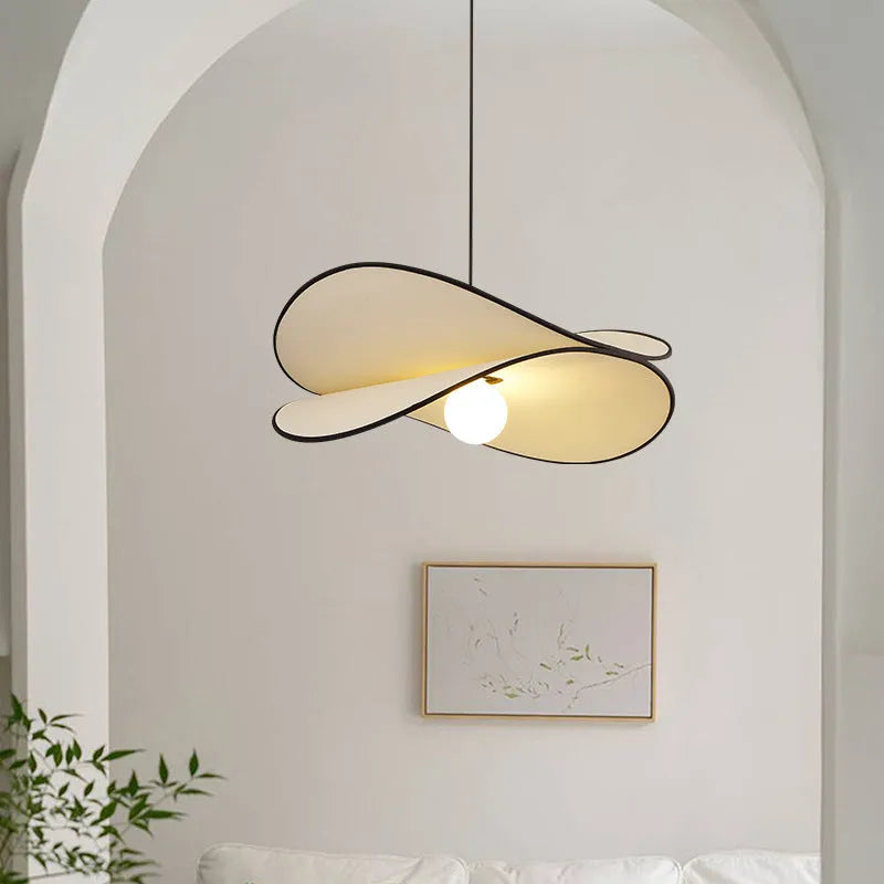 French style artistic chandelier pendant light with fabric potato chip shade in modern simplicity design