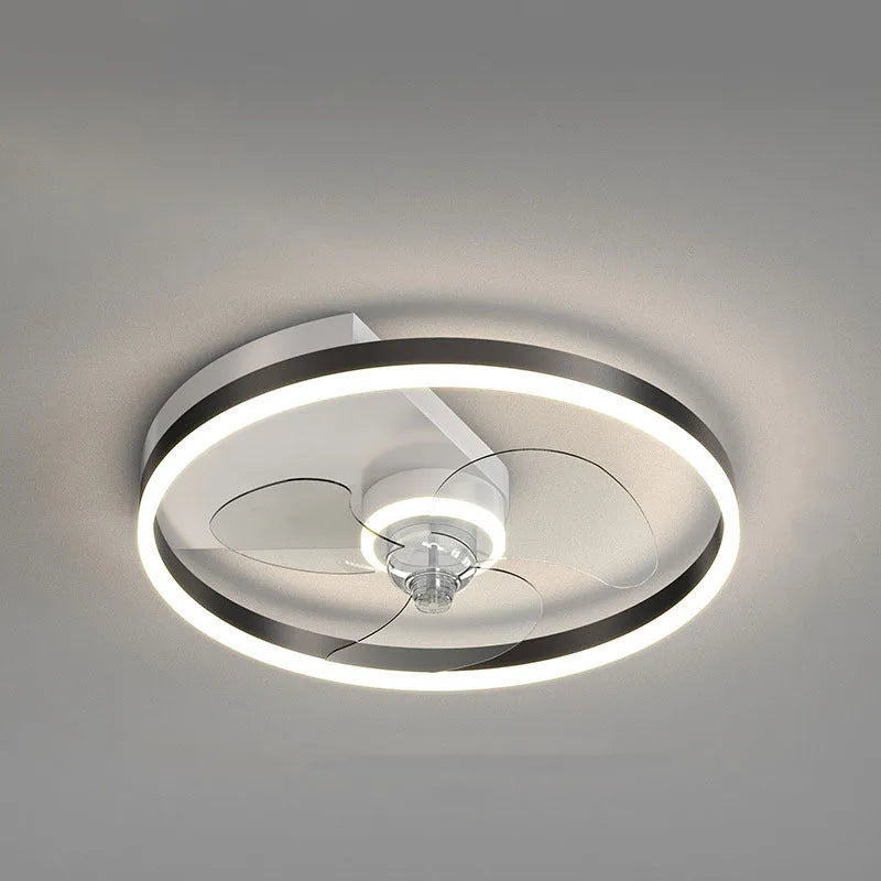 Modern Nordic style white ceiling fan with integrated light fixture for a children's bedroom.