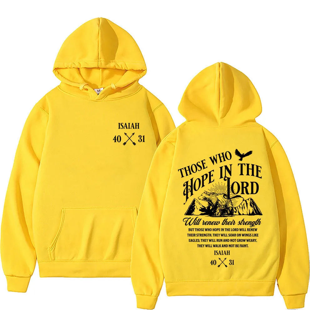 Christian Jesus letters print loose pullover hoodie in black on a plain background showing front print detail