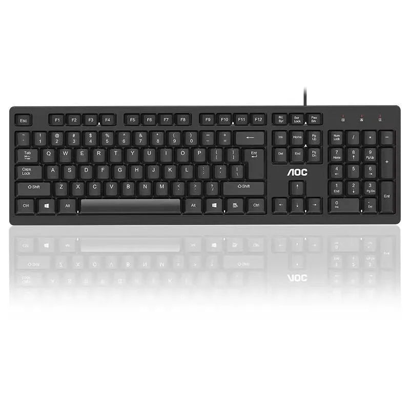 KM160 black wired USB keyboard and mouse set with 1.5m cable on desk