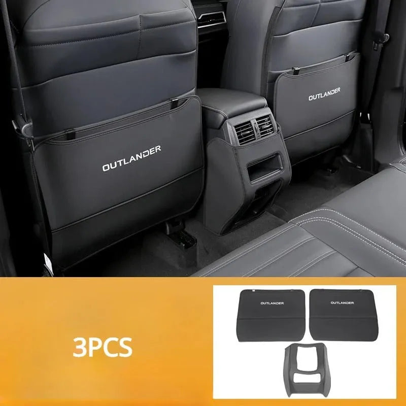 Mitsubishi Outlander leather anti-kick pad set of 3 pieces for seat armrest and console protection