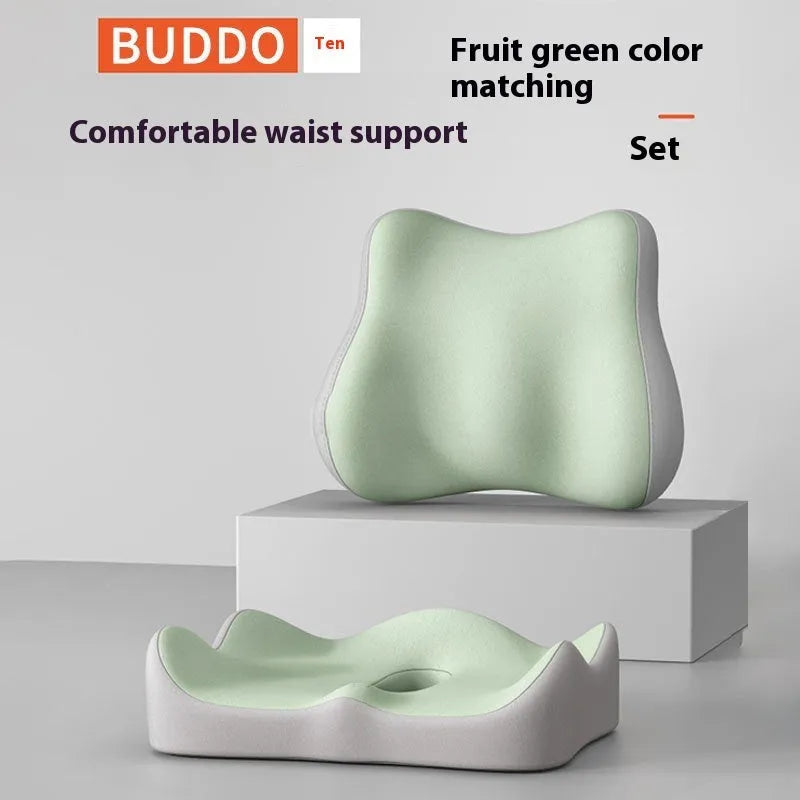 Memory foam seat cushion for office and home use in various colour combinations including grey, blue and pink options