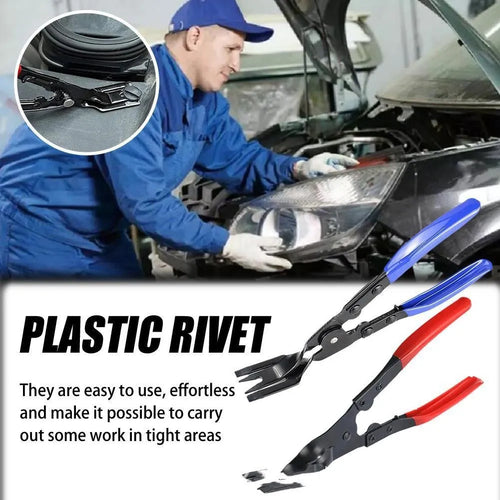 Blue steel car door panel clamp removal pliers tool measuring 235mm in length