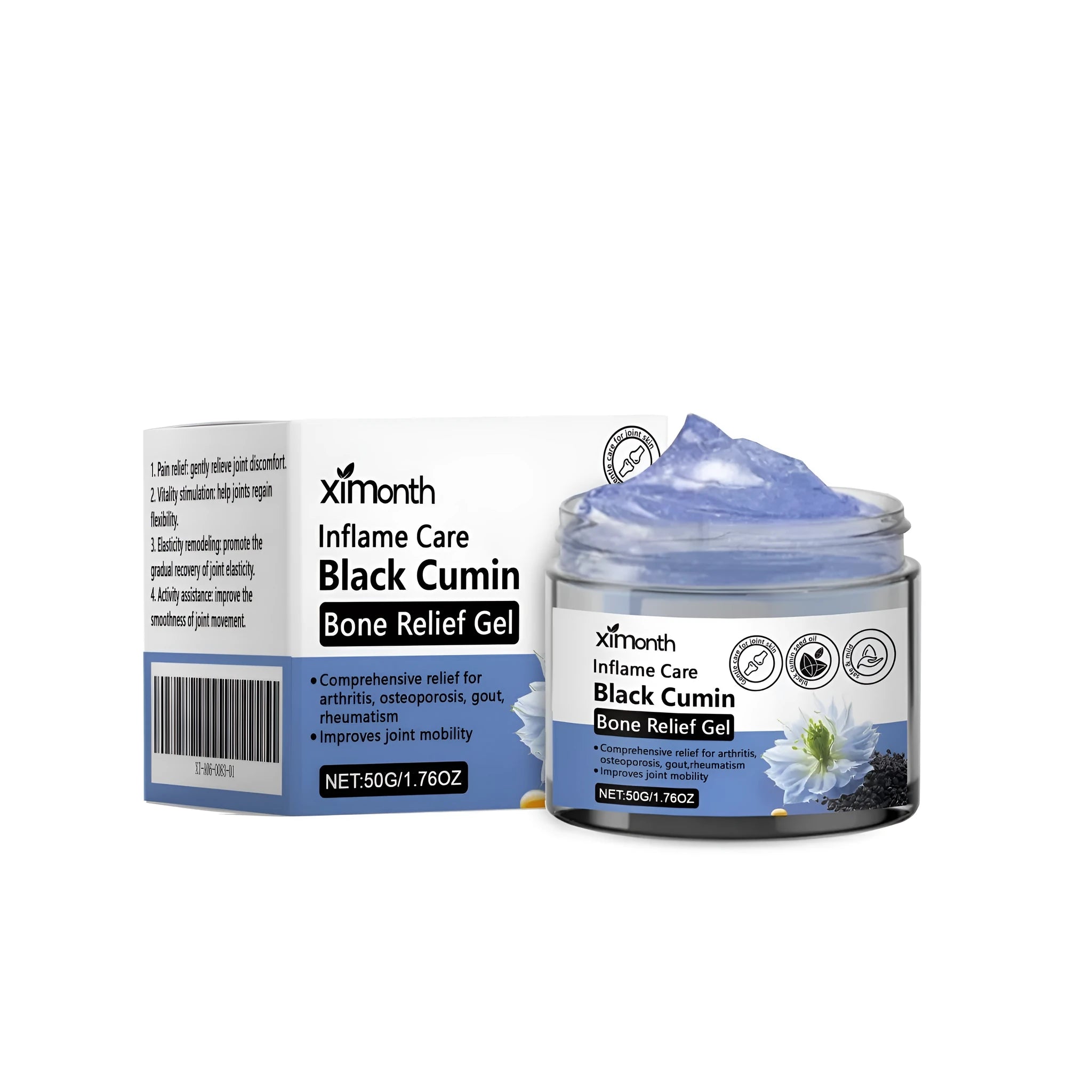 Joint Bone Relief Gel 50g tube with mint leaves and cumin seed oil for topical cooling pain relief