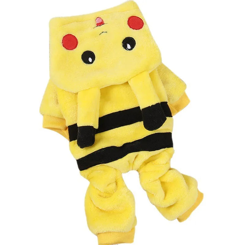 Fleece cat warm coat with hood in cartoon design for autumn and winter wear