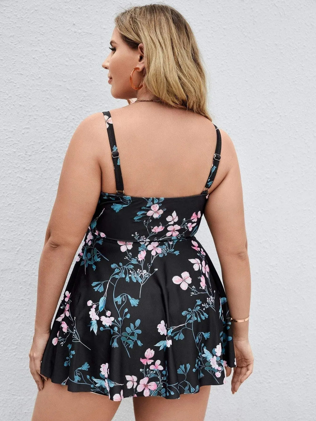 Women's floral print one-piece swimsuit in high-elasticity polyester, sizes 0XL to 4XL