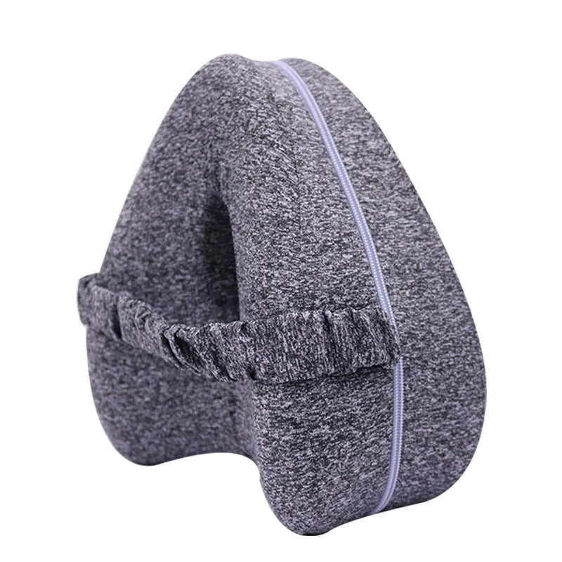 Heart-shaped dark blue memory foam leg pillow measuring 25x23x13cm for adult use