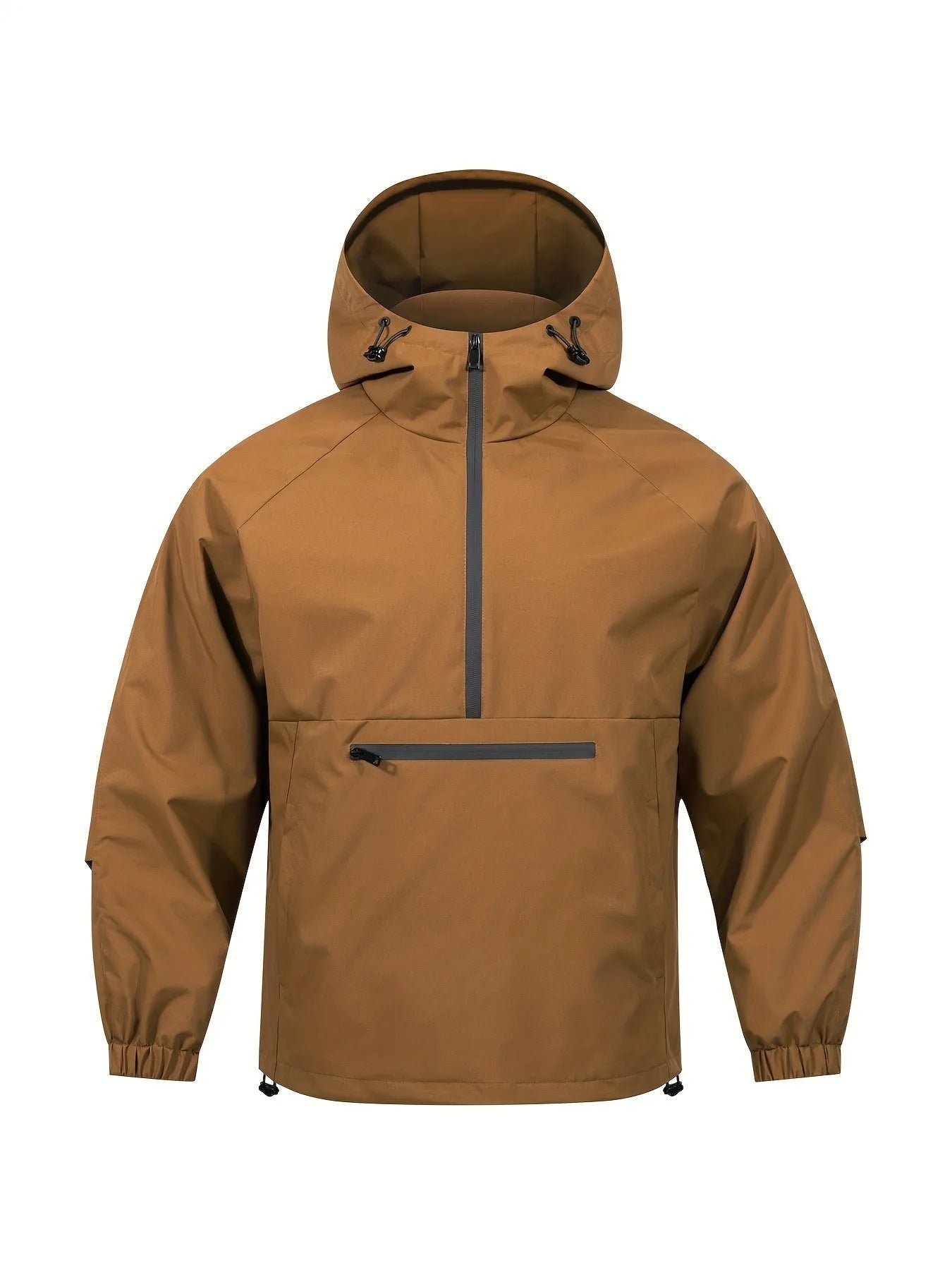 Men's loose half-zip hooded corduroy jacket in Korean style with rabbit fur lining