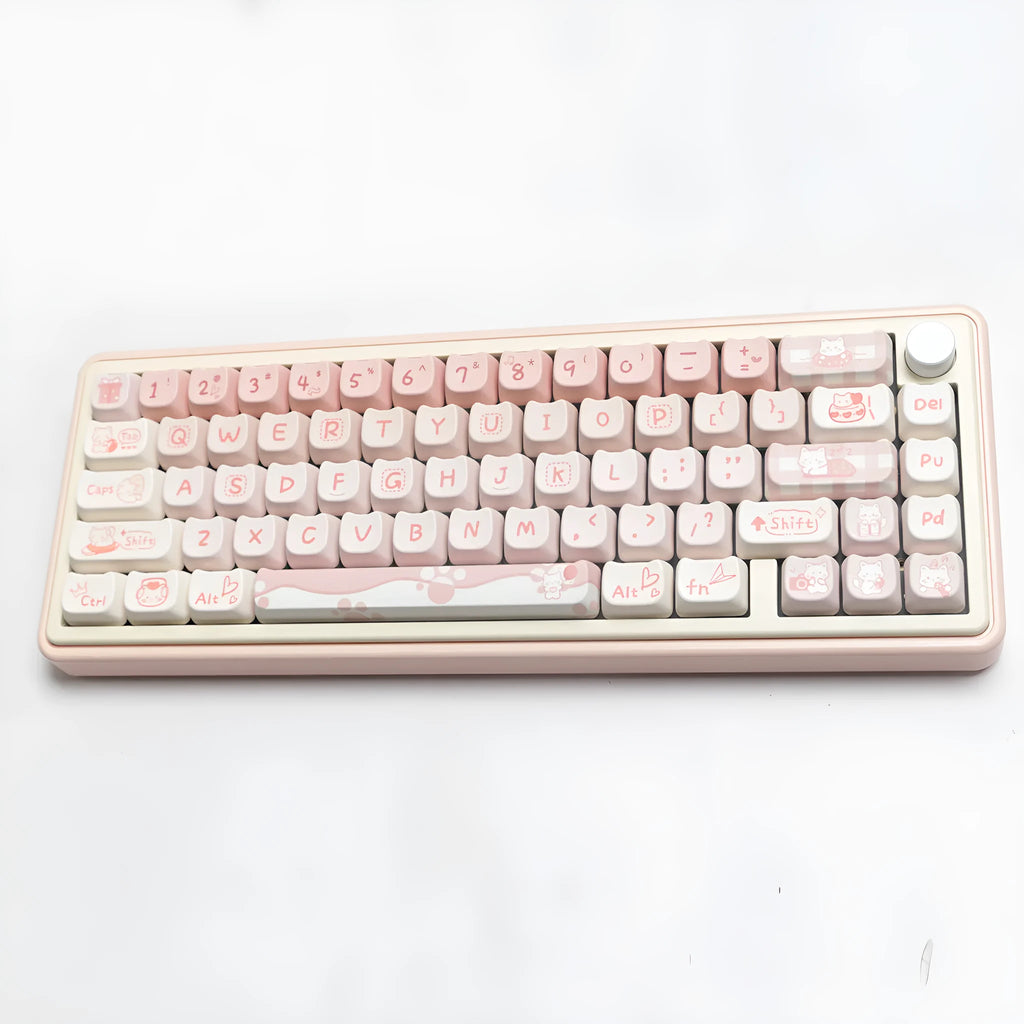 Full set of PBT sublimation keycaps for mechanical keyboards showing vibrant colours and 98+ key coverage