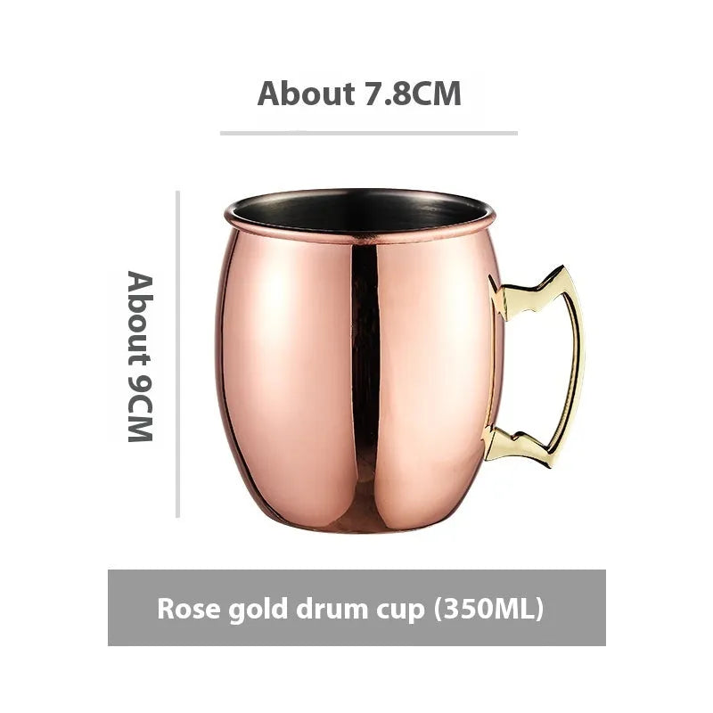Stainless steel Moscow Mule cup with copper-plated finish in silver, gold, rose gold or black colour options
