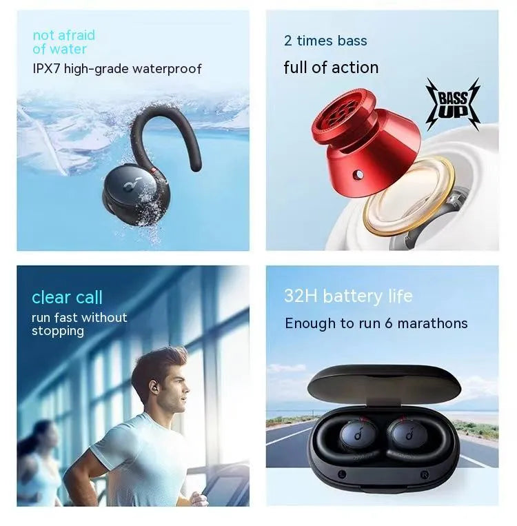 Sport X10 black ear hook Bluetooth sports headset with noise reduction and waterproof function