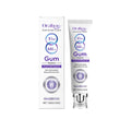 100g tube of Gum Restore Toothpaste with hydroxyapatite and mint leaves on a blue background.