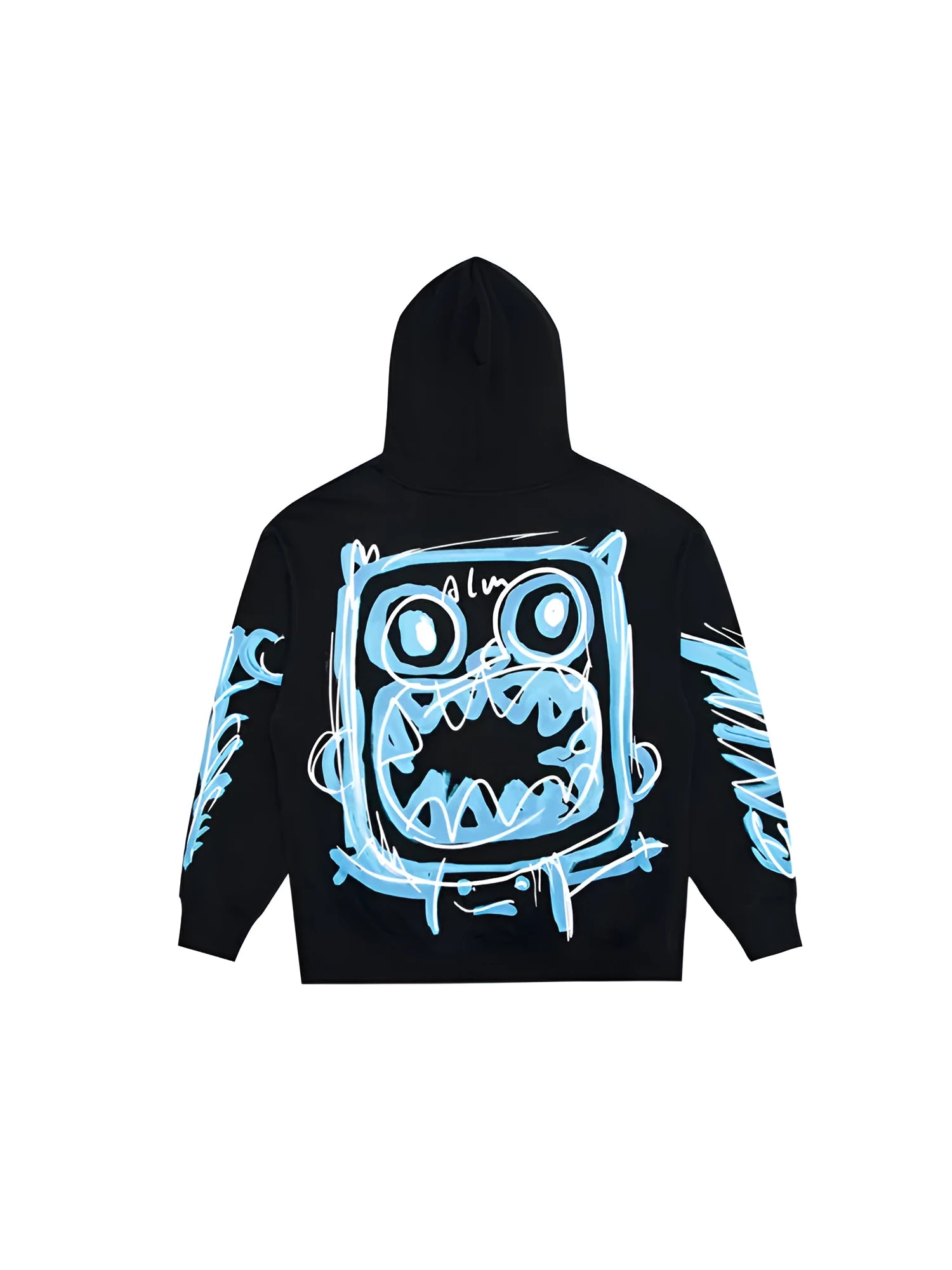 Men's loose cotton hooded sweater jacket in black, side view, for spring autumn casual wear