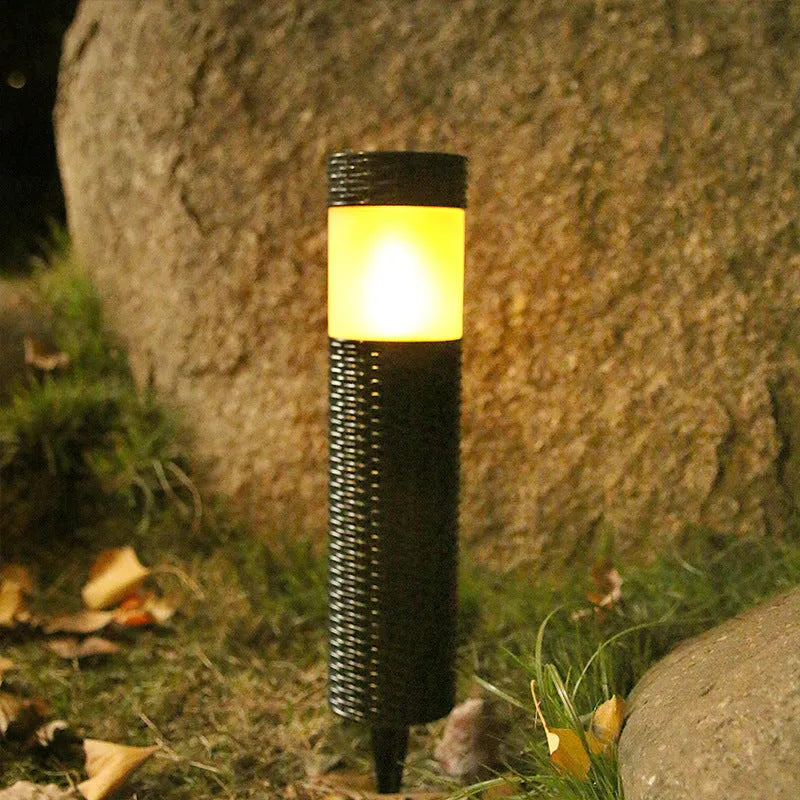 Outdoor waterproof garden light for villa courtyard, abstract design, 65x350, 5W, simulation flame/warm/white light