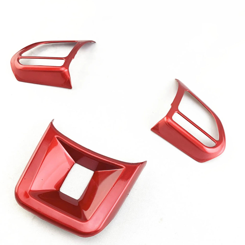 Steering wheel decorative sticker in ABS plastic with carbon fiber and noble red colour options