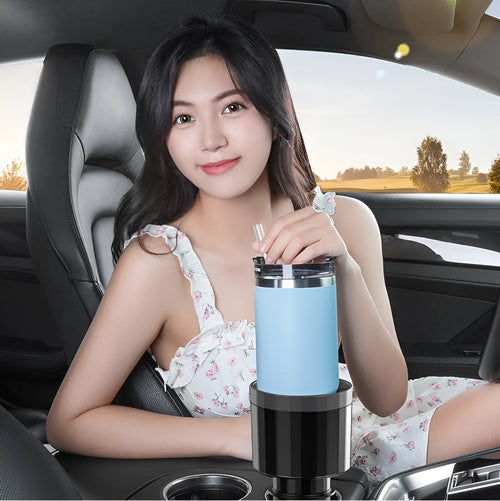 Matte black adjustable car cup holder expander for large drink bottles