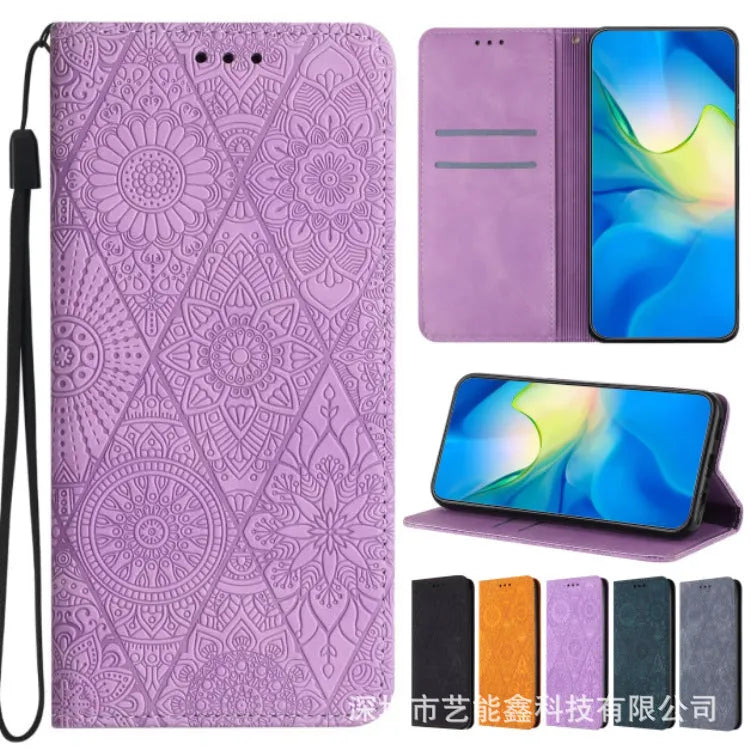 Retro embossing suction leather phone case with bracket for iPhone in black imitation leather