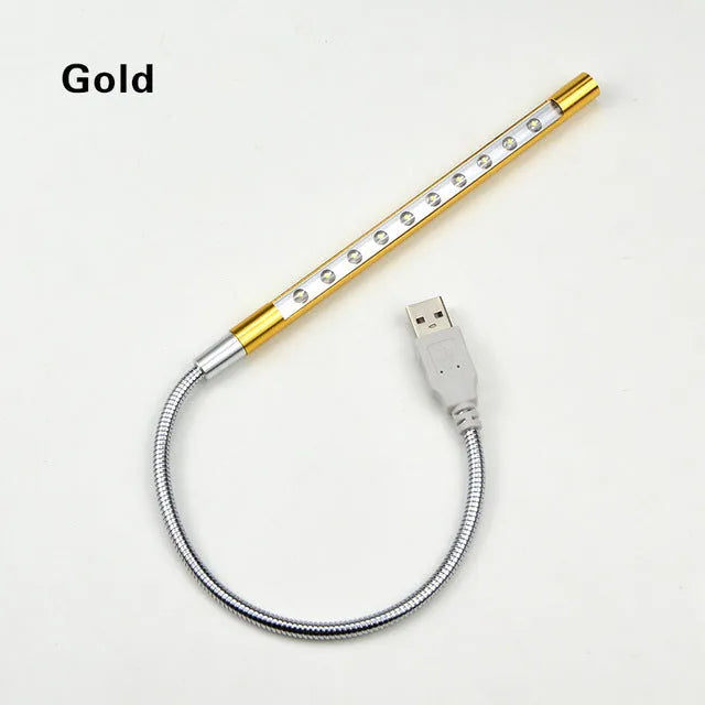 Spiral aluminium alloy USB LED night light in six colour options with 420mm length