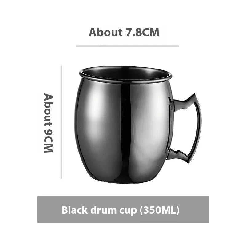 Stainless steel Moscow Mule cup with copper-plated finish in silver, gold, rose gold or black colour options