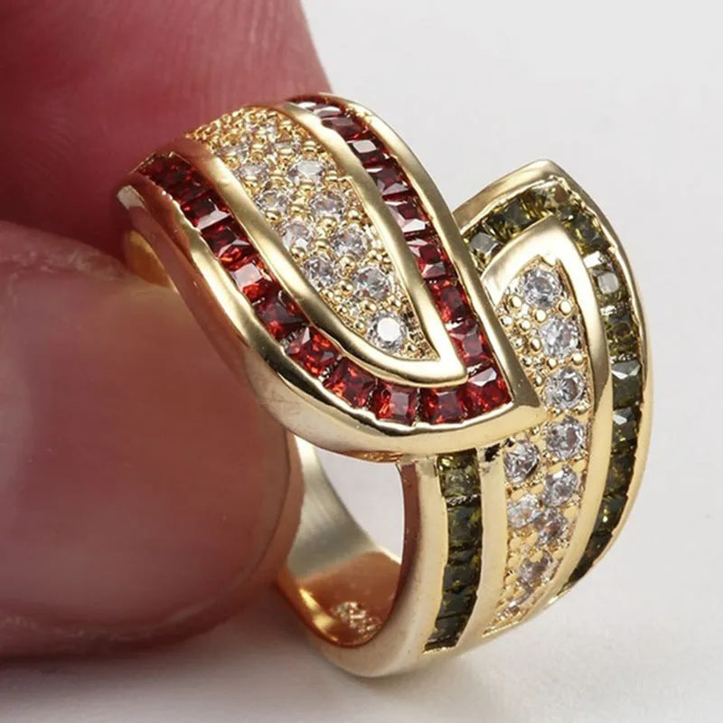 Gold-colour alloy women's ring with a peridot gemstone, shown in size 8.