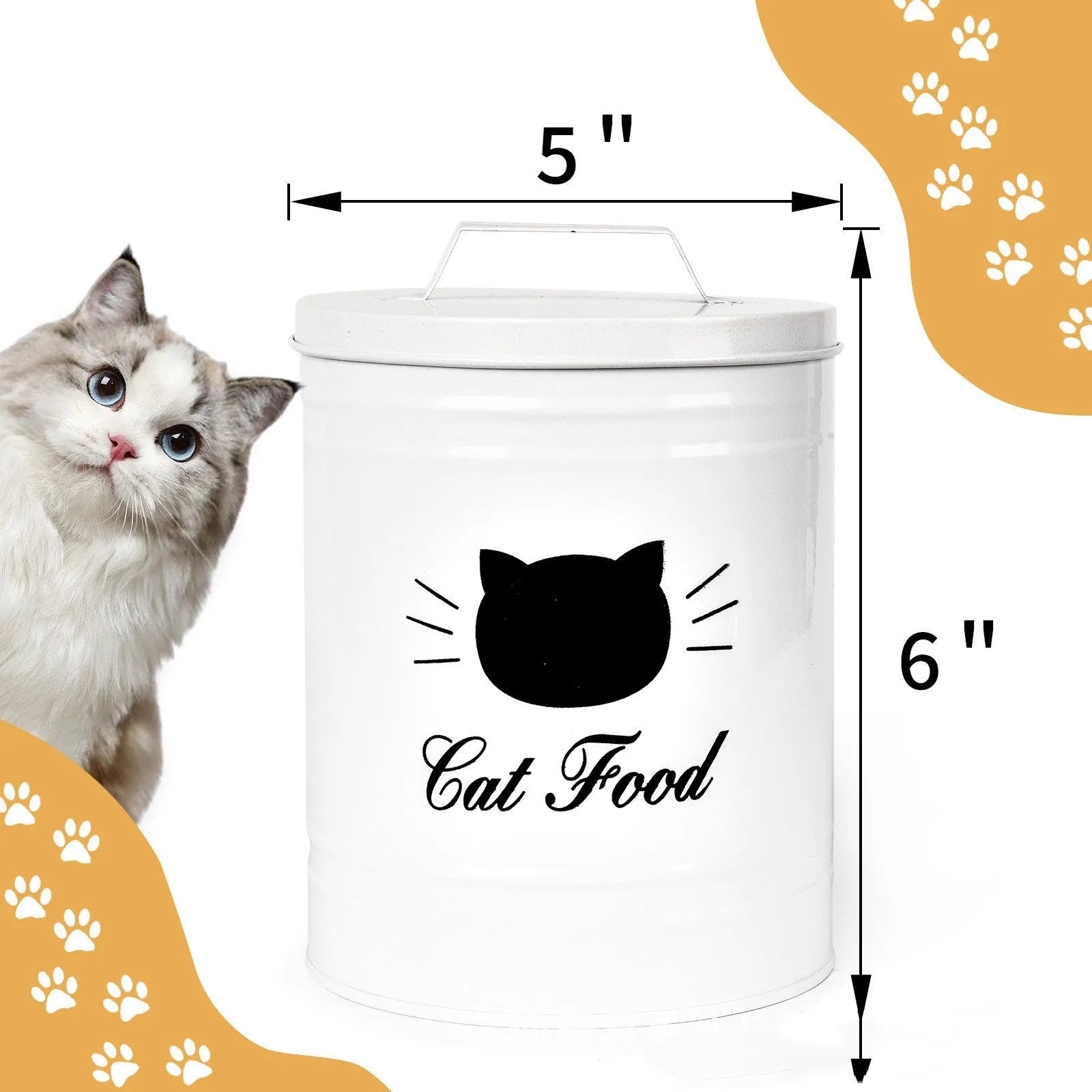 Black and white round iron sheet storage cans with 301-500ml capacity for pantry organisation.