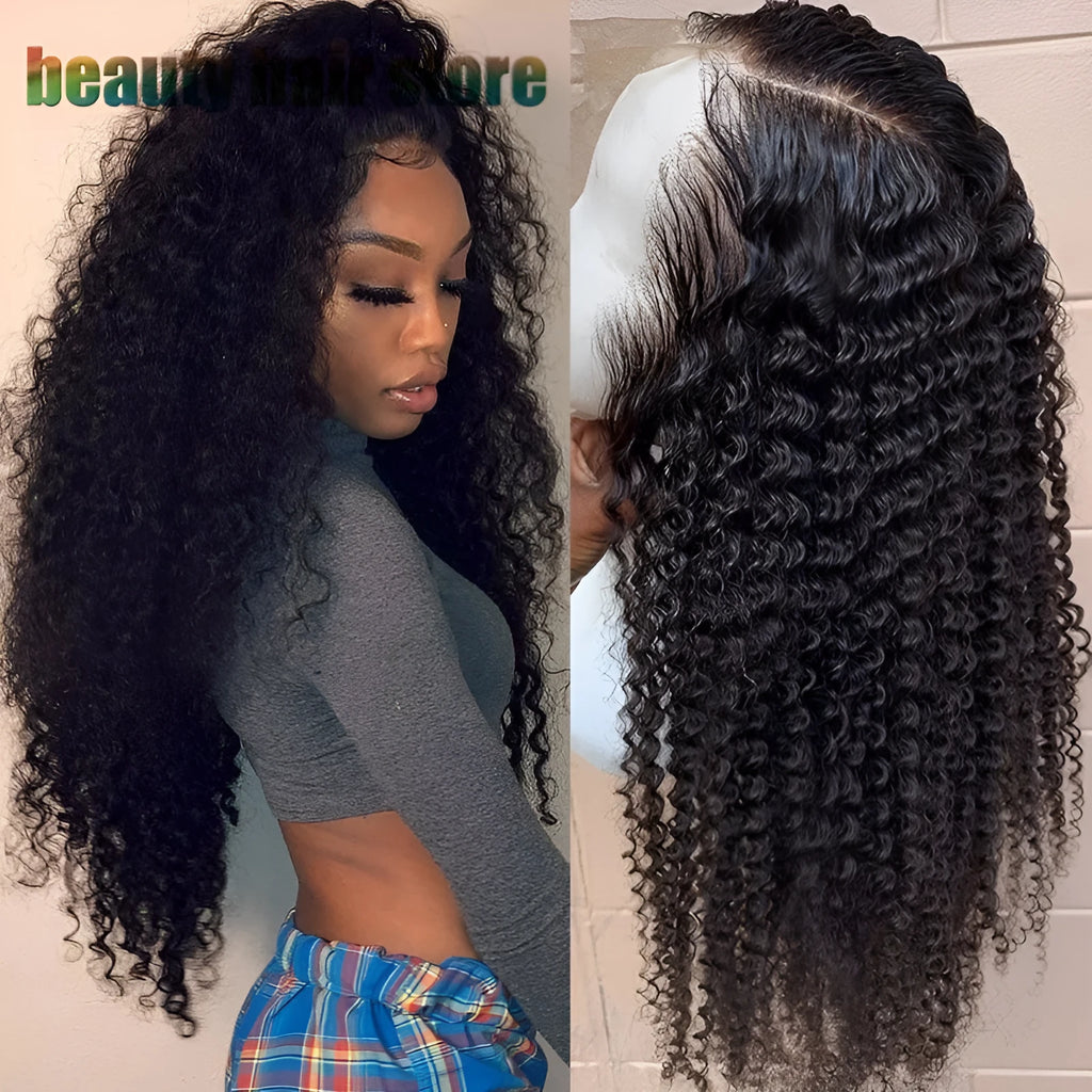 Brazilian kinky curly lace front human hair wig 150% density natural colour 1b# 8 to 24 inch length