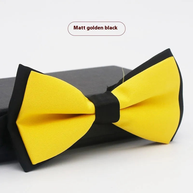 Solid colour flat head polyester bow tie for formal wear and weddings