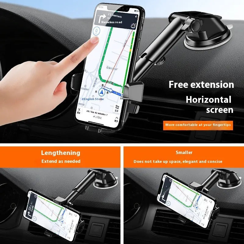 Car automatic lock extended suction phone bracket universal mobile holder with air outlet and suction cup options