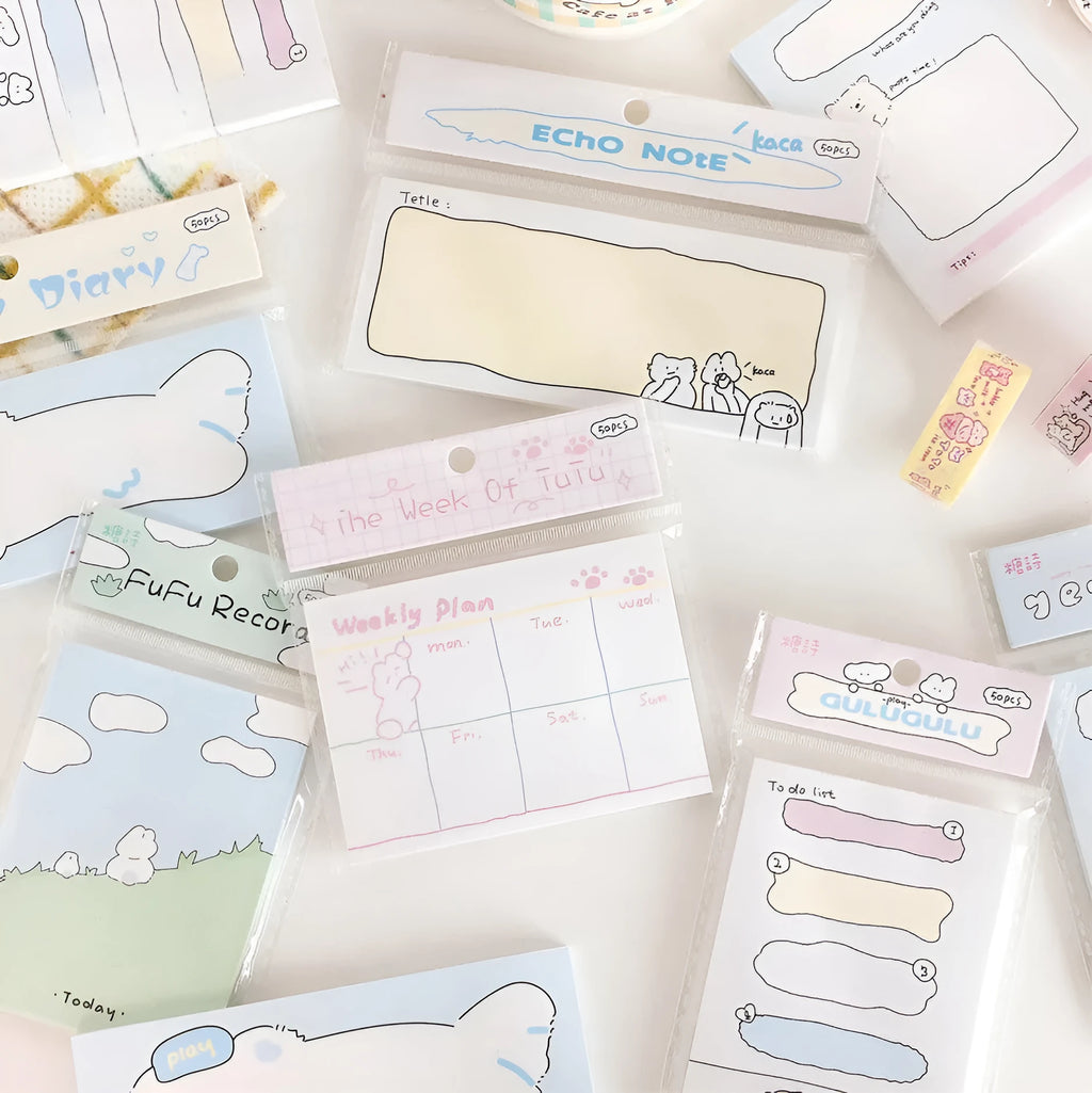 Heartbeat Delivery Series cartoon sticky note pads in six designs with three size options