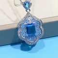 Sea blue geometric copper pendant with aquamarine topaz mirror finish