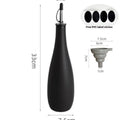 Ceramic oil pot with integrated funnel for kitchen oil storage in 650ml capacity