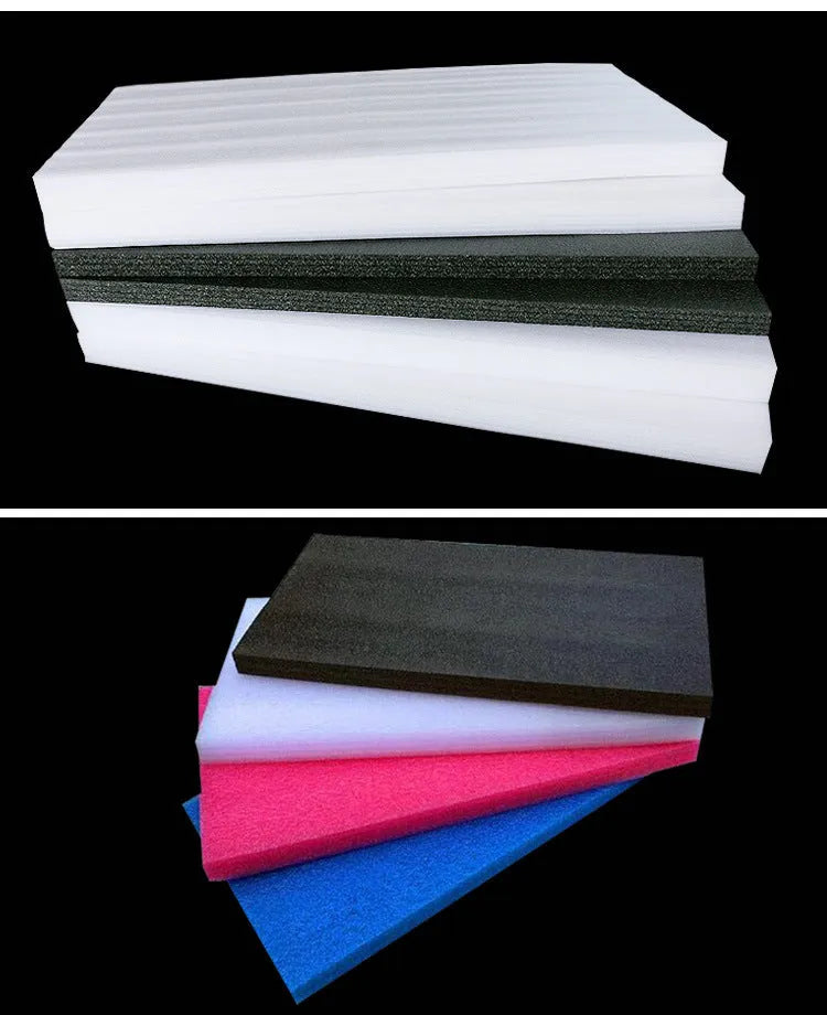 White EPE pearl cotton foam board showing its large 2 metre by 1 metre flat surface and 10mm thickness.